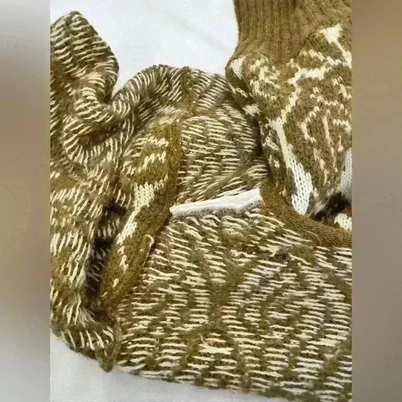 Vintage Warm Wool  Floral Puff Shoulder Ribbed Fall Winter Sweater Unbranded - Picture 7 of 7